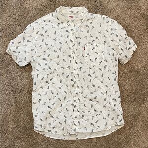 Levi's White and Gray Patterned Men's Shirt